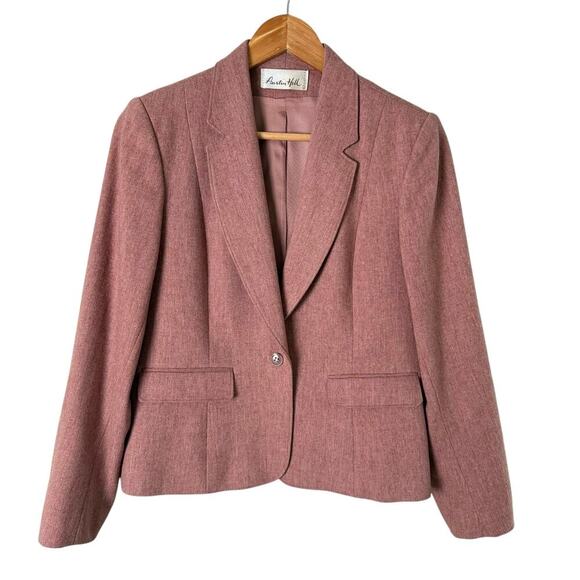 Austin Hill Vintage‎ Dusty Rose Wool Blazer Jacket One Button Mauve, Size Small - Picture 1 of 11